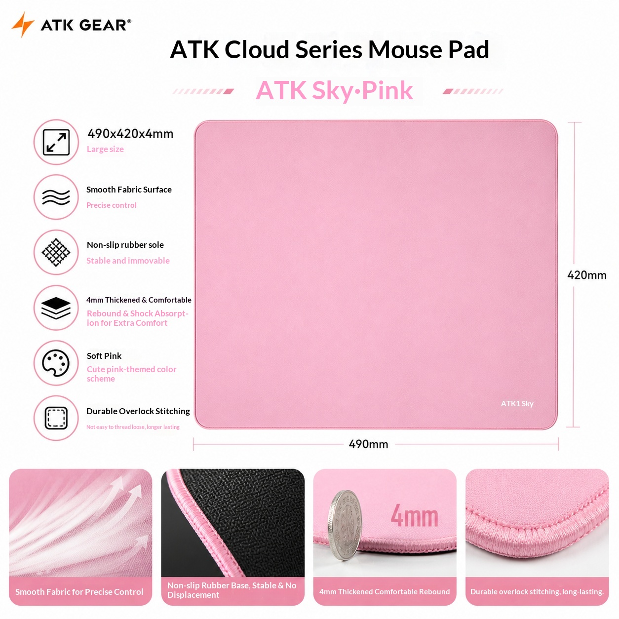 ATK Sky Pink Large Gaming Mous - Pc Gaming Pink review and price