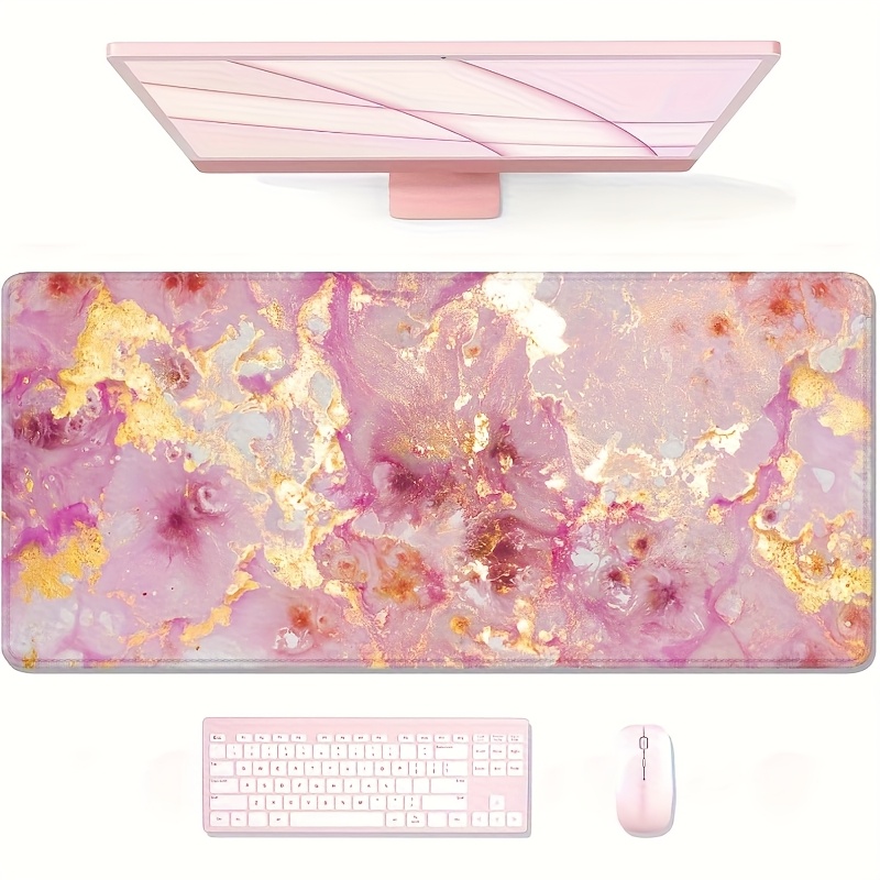 Large Pink Marble Desk Mat Rub - Pc Gaming Pink review and price