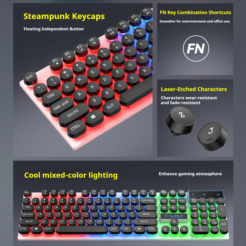 T11 T-WOLF Gaming Keyboard 104 - Pc Gaming Fullset review and price